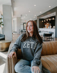 Zeta Grey Rhinestone Crew