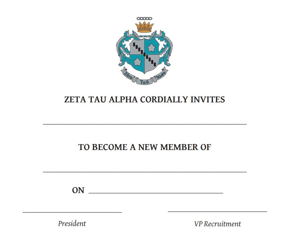ZTA Crest Bid Day Card