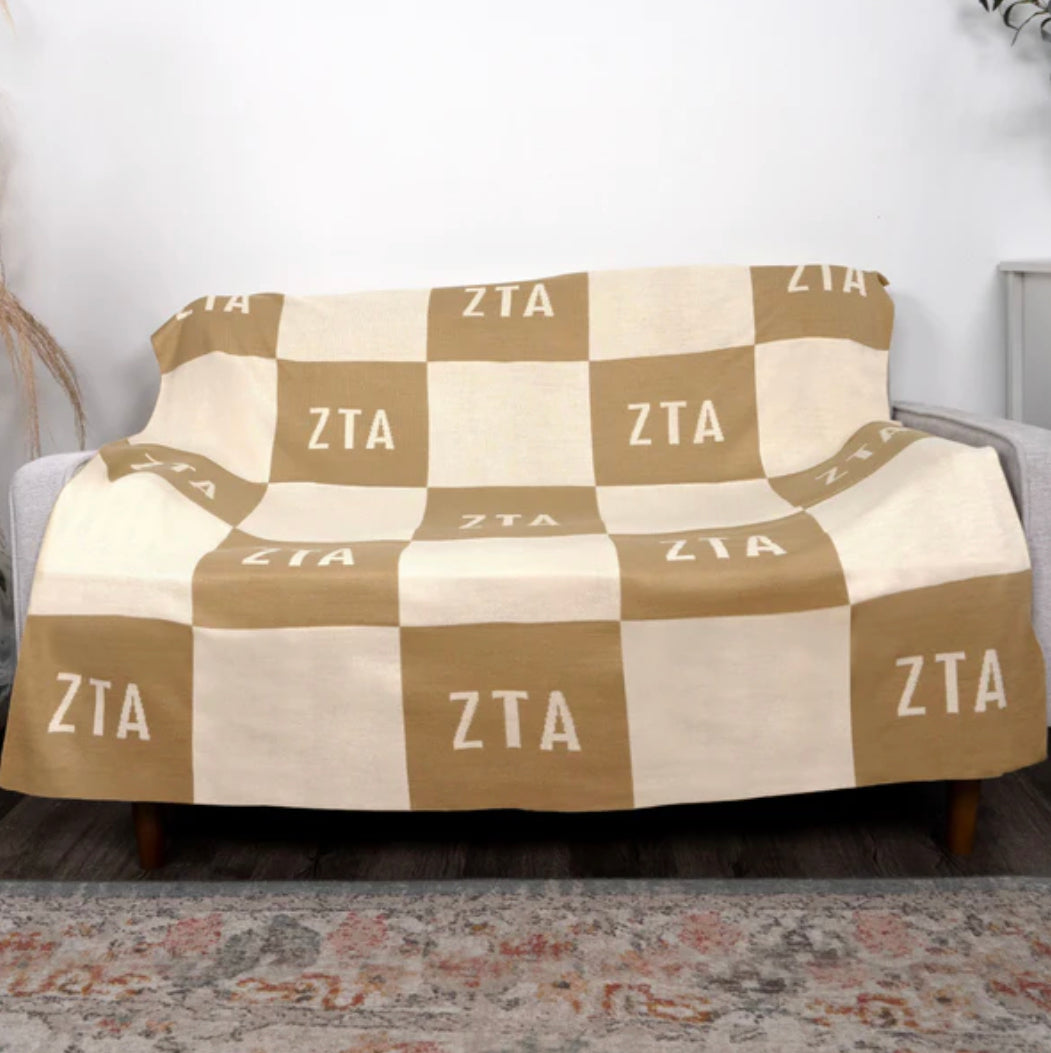 ZTA Acrylic Knit Checkered Blanket