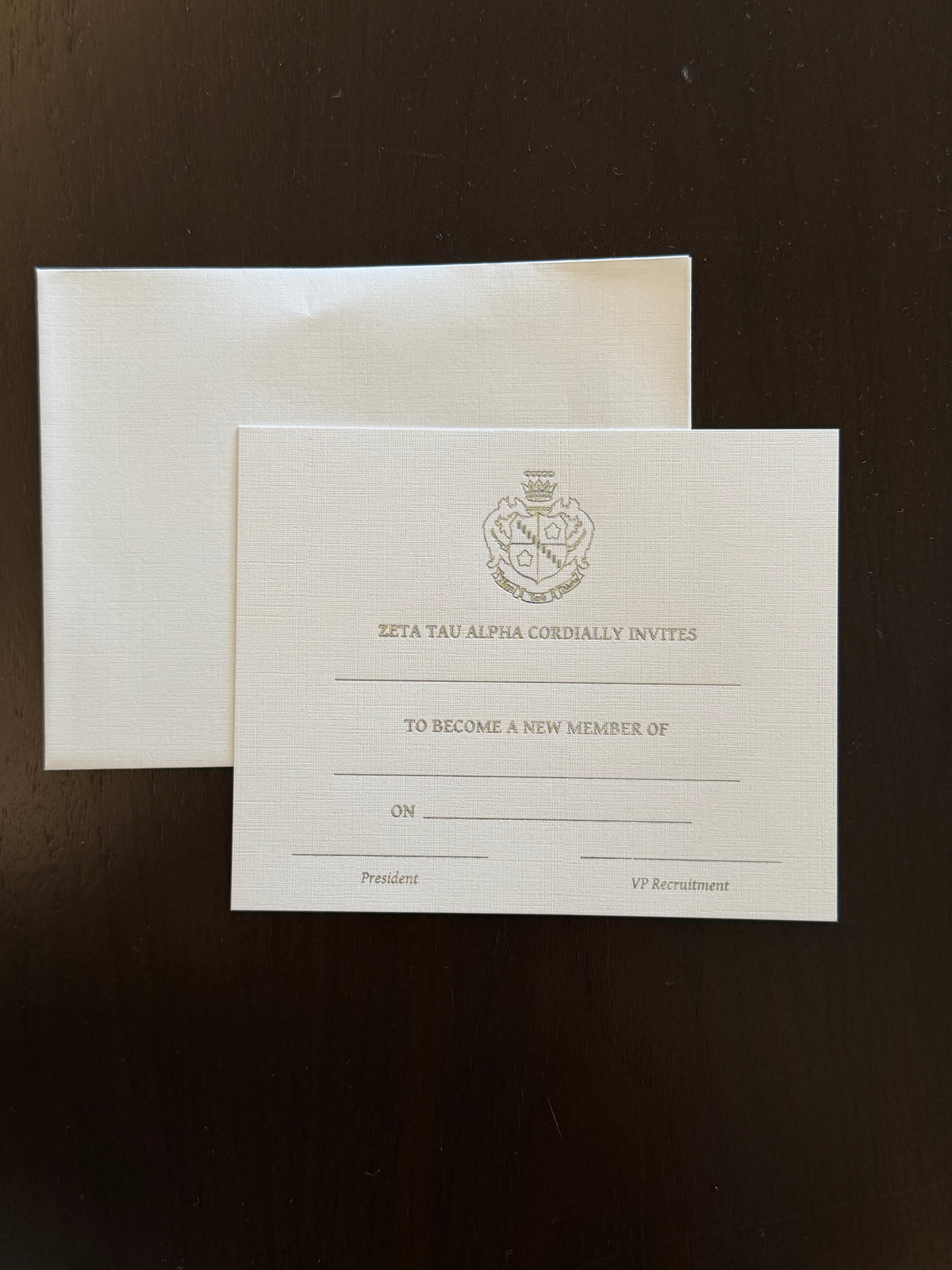 ZTA Crest Bid Day Card Set