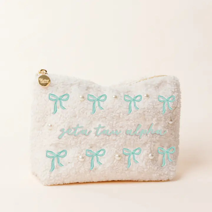 Zeta Tau Alpha Bows &amp; Pearls Teddy Pouch